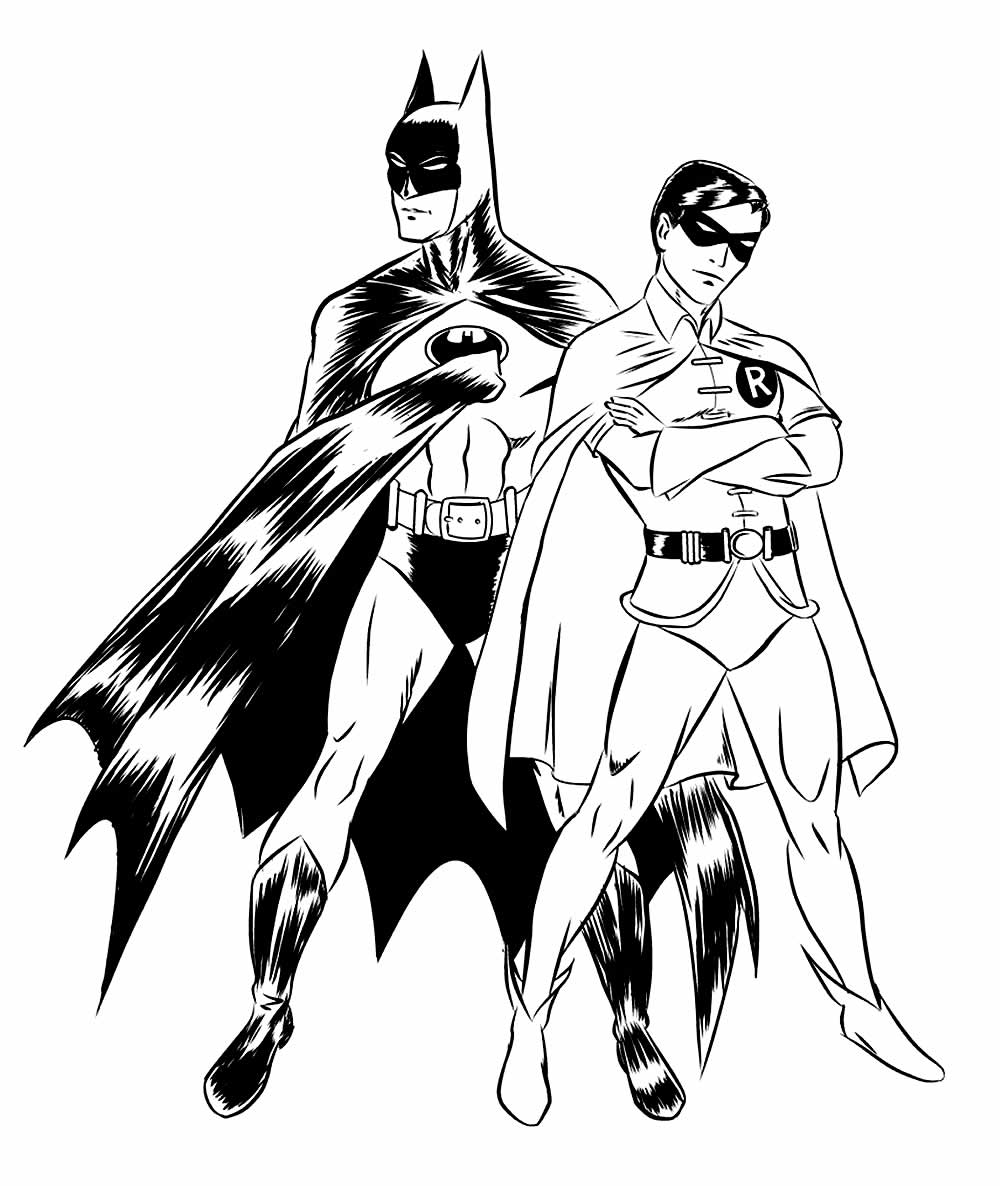 Desenho de Batman e Robin para colorir