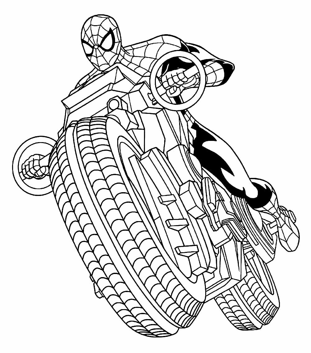 Desenhos do Homem-Aranha na Moto para colorir