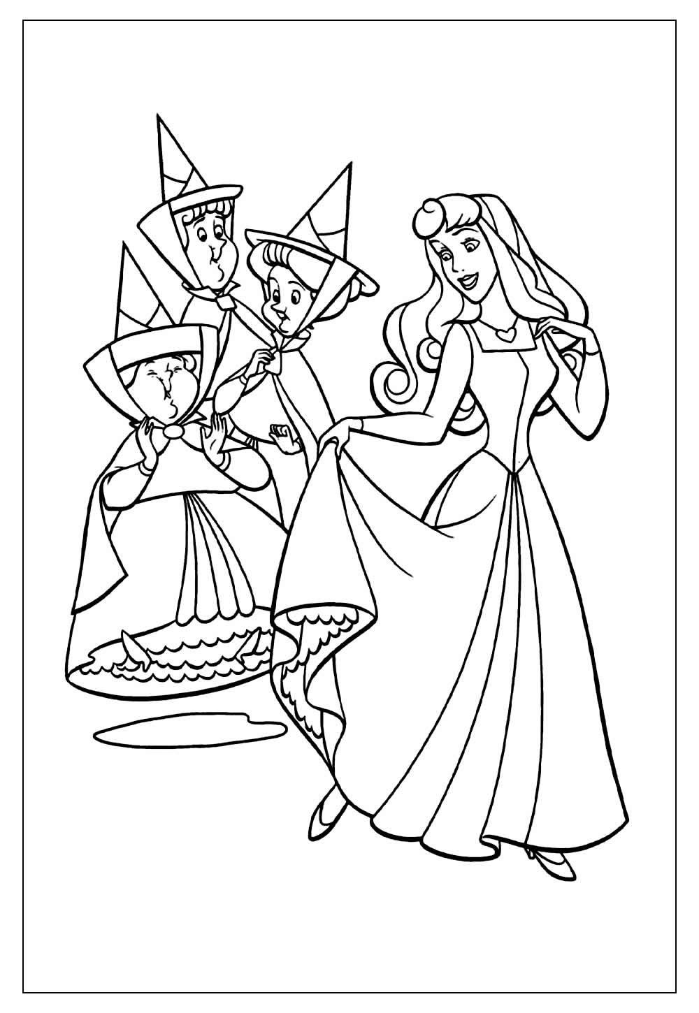 Desenhos da Bela Adormecida - Modelos para Colorir
