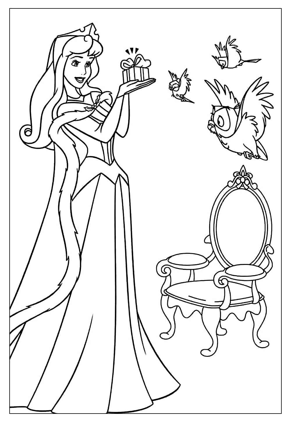 Desenhos da Bela Adormecida - Modelos para Colorir
