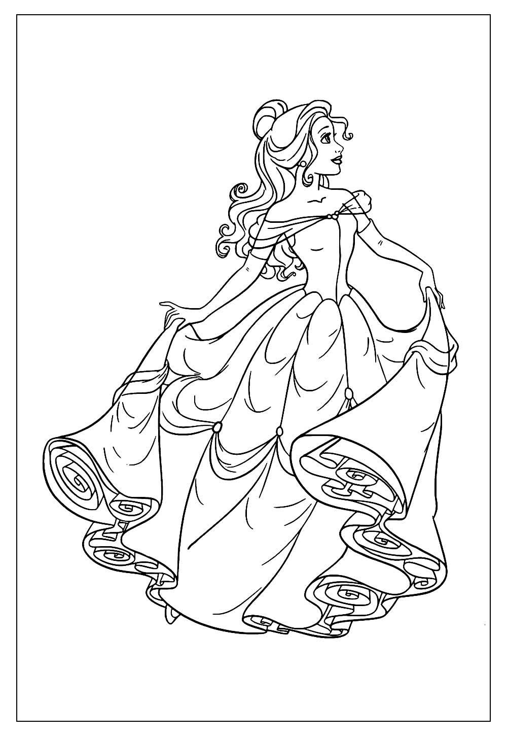 Desenho da Princesa Bela para colorir