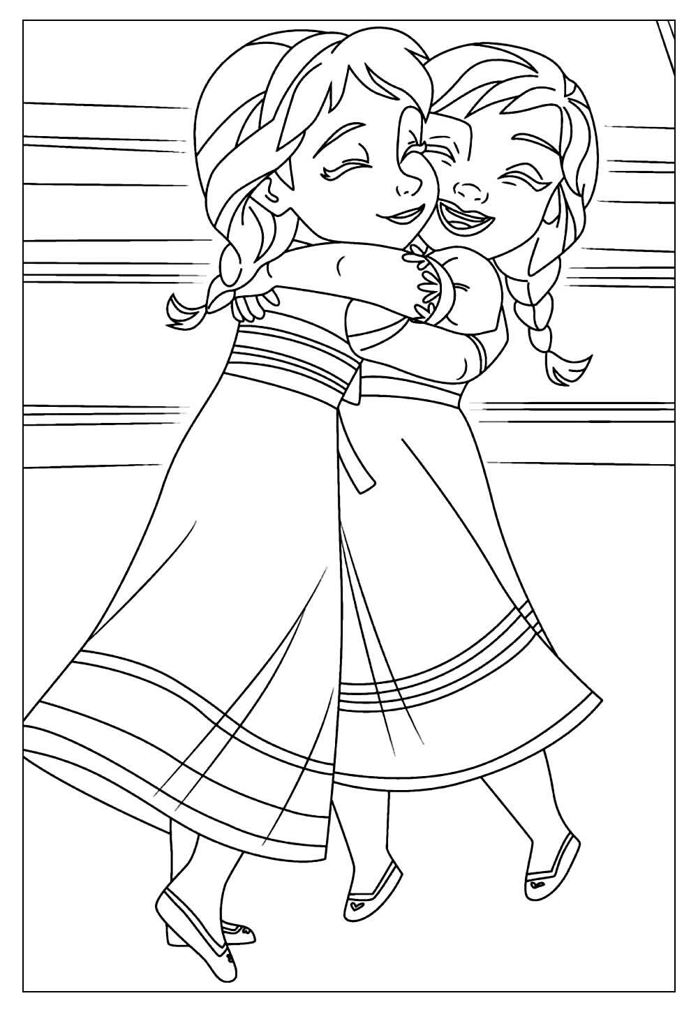 Desenho da Elsa e da Anna Bebês para colorir