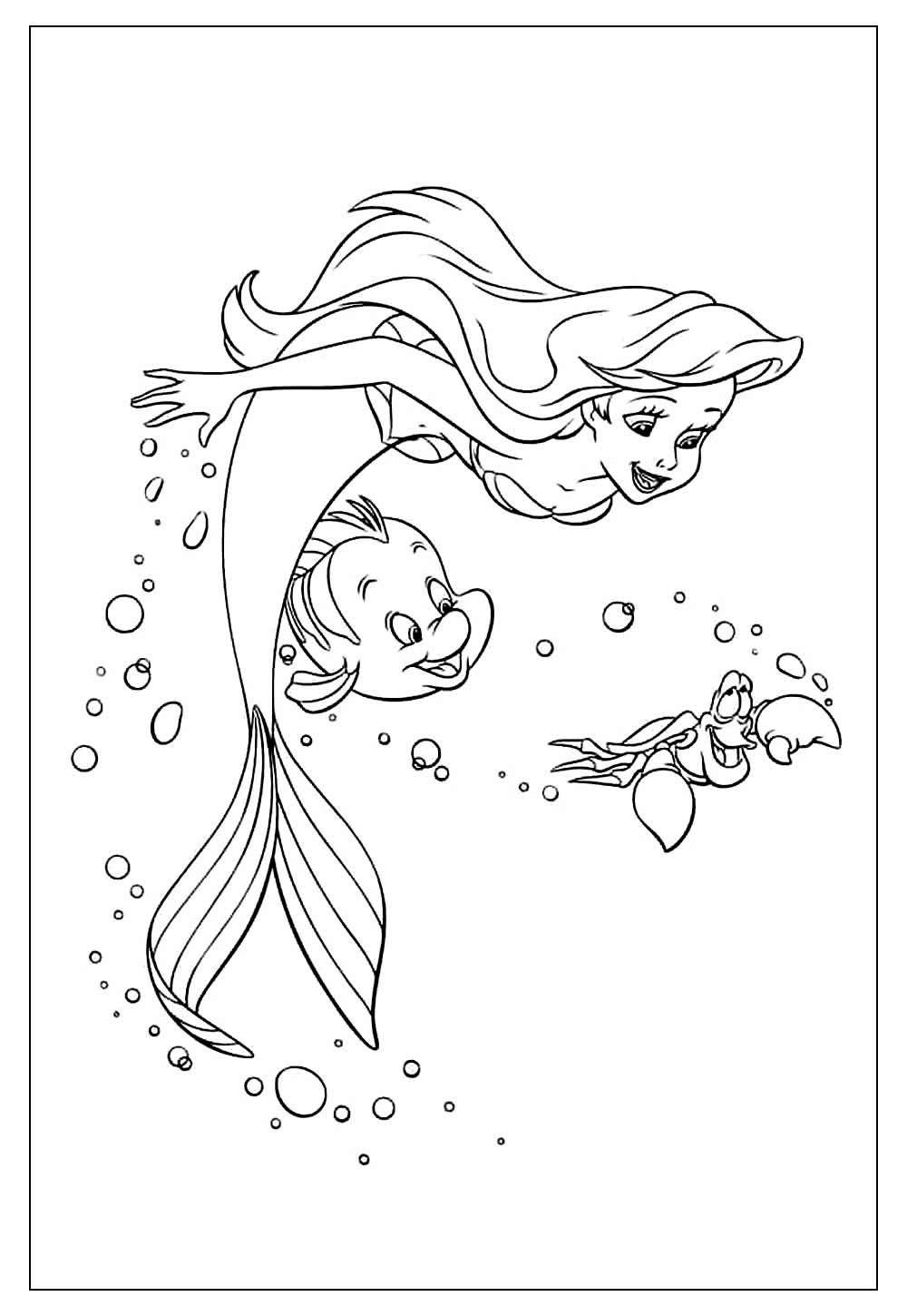 Desenhos da Pequena Sereia para Colorir e Pintar