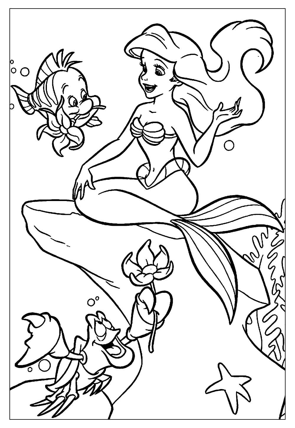 Desenhos da Pequena Sereia para Colorir e Pintar