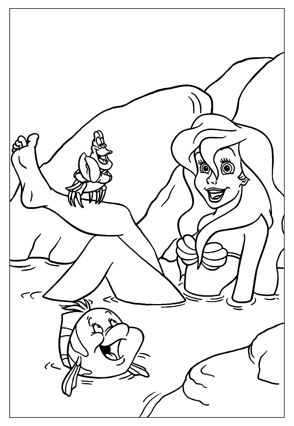 Desenhos da Pequena Sereia para Colorir e Pintar