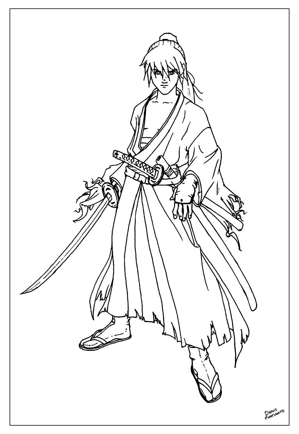 Desenho de Samurai X para colorir