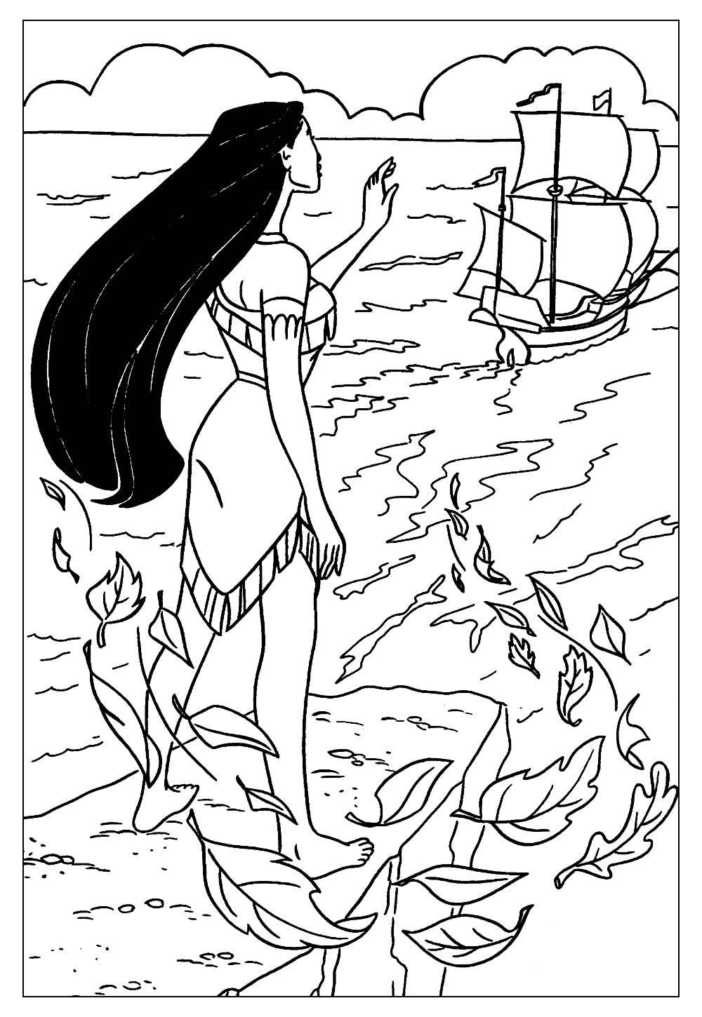 Desenhos da Pocahontas - Modelos para Colorir