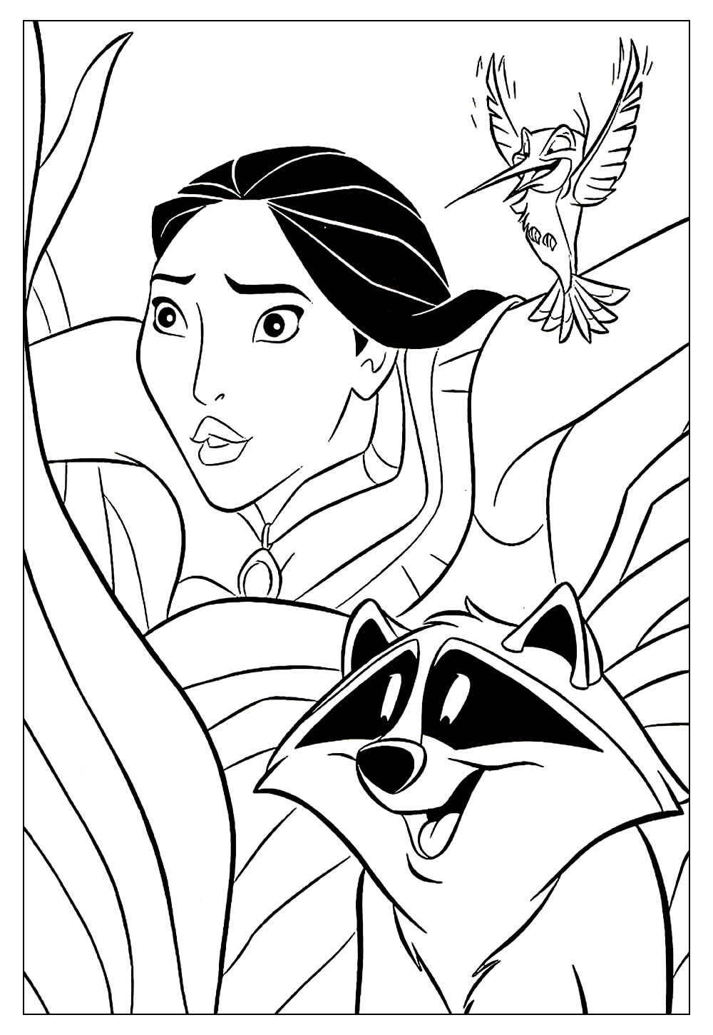 Desenho da Princesa Pocahontas para colorir