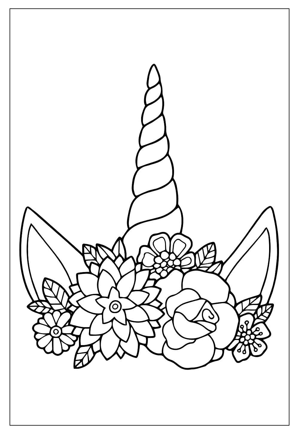 Desenho de Tiara de Unicórnio para imprimir e pintar