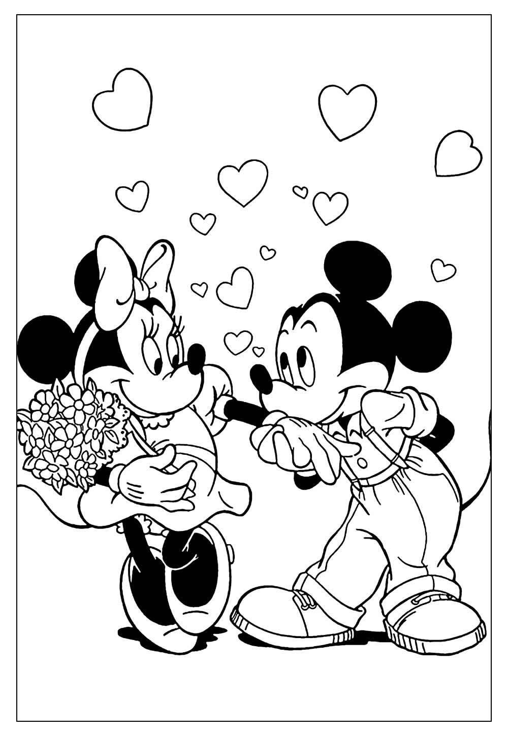 Desenho da Minnie e do Minnie para Pintar