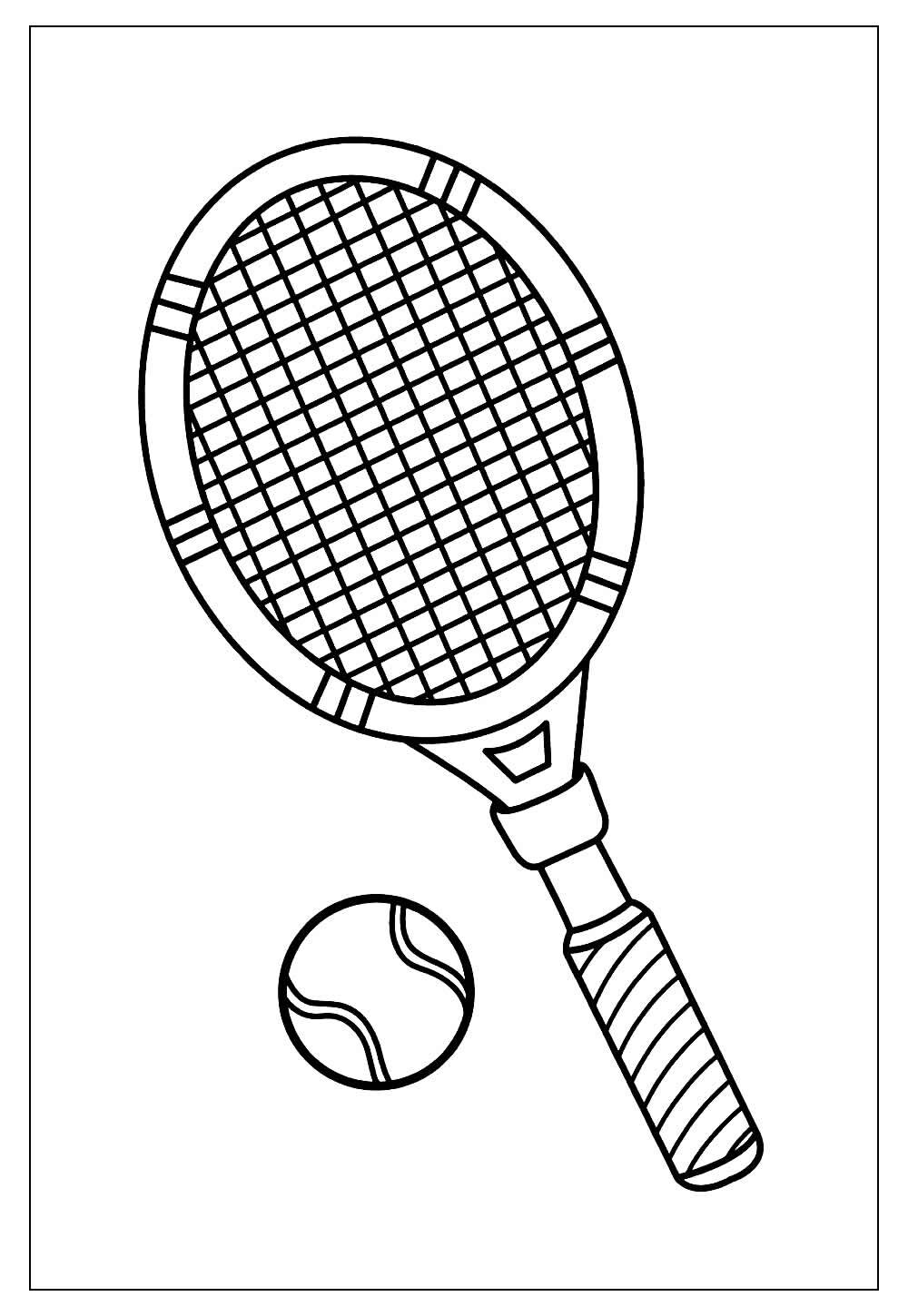 Desenho de Bola de Tênis e Raquete para colorir