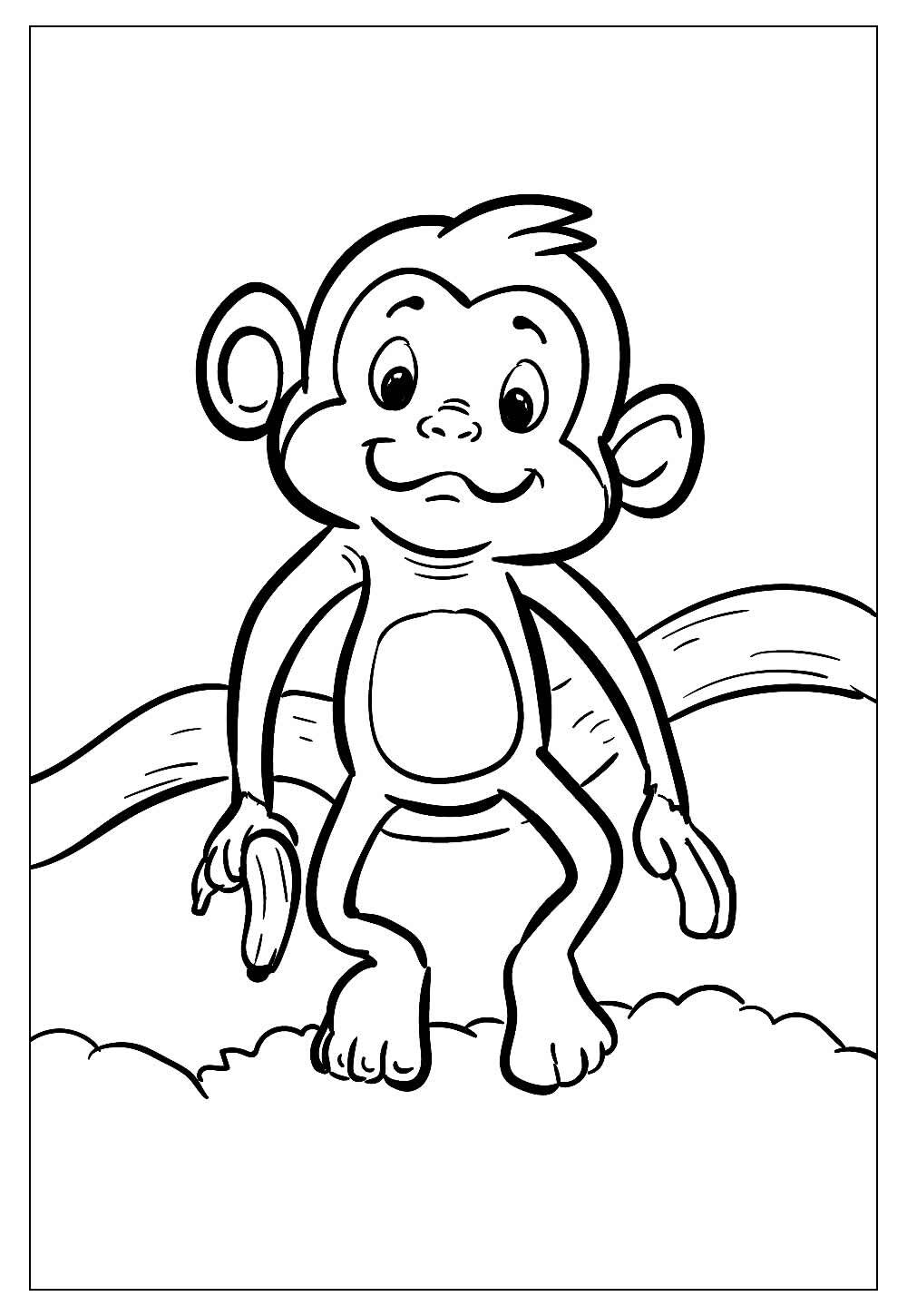 Desenho de macaco em macacão para colorir