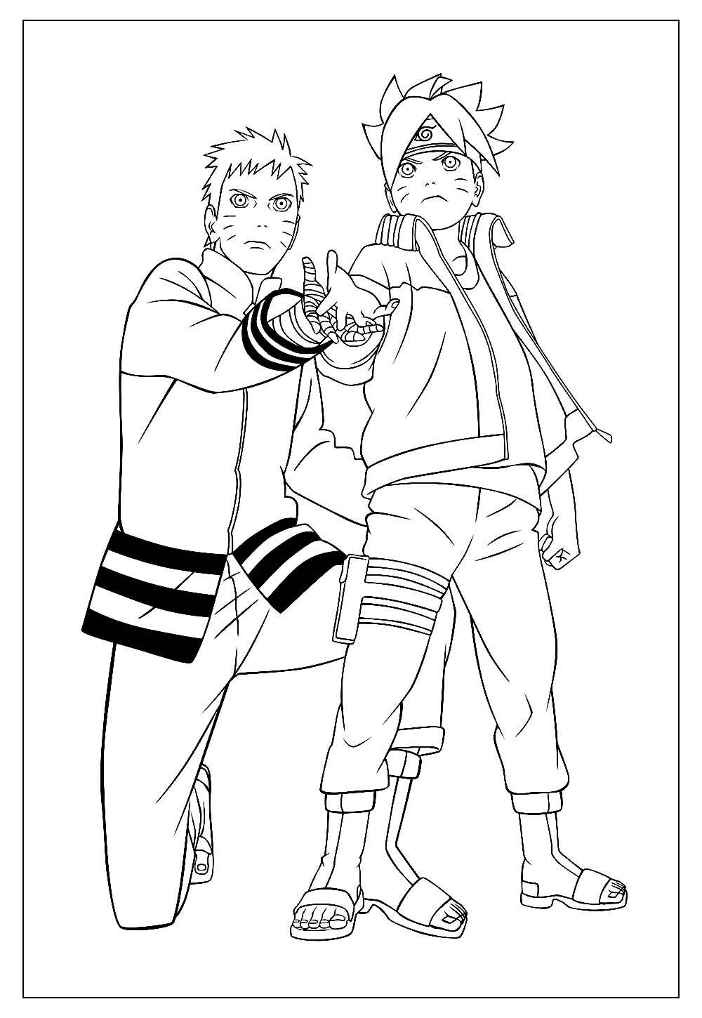 Naruto ensinando Boruto para colorir - Imprimir Desenhos