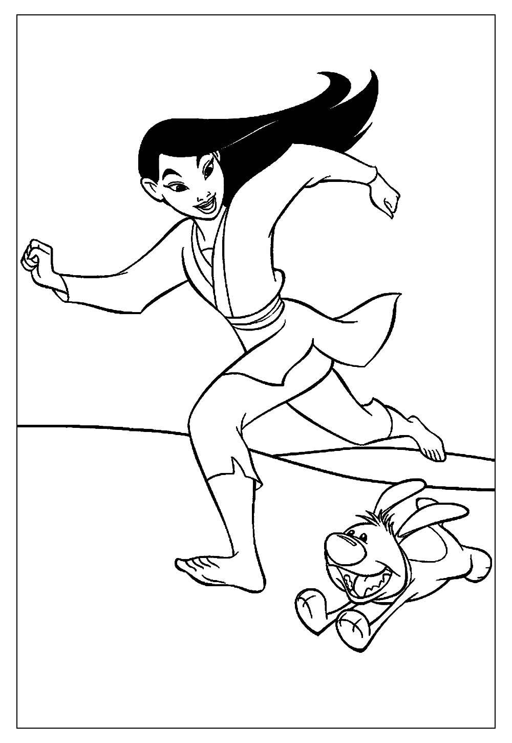 Desenho de Mulan para colorir