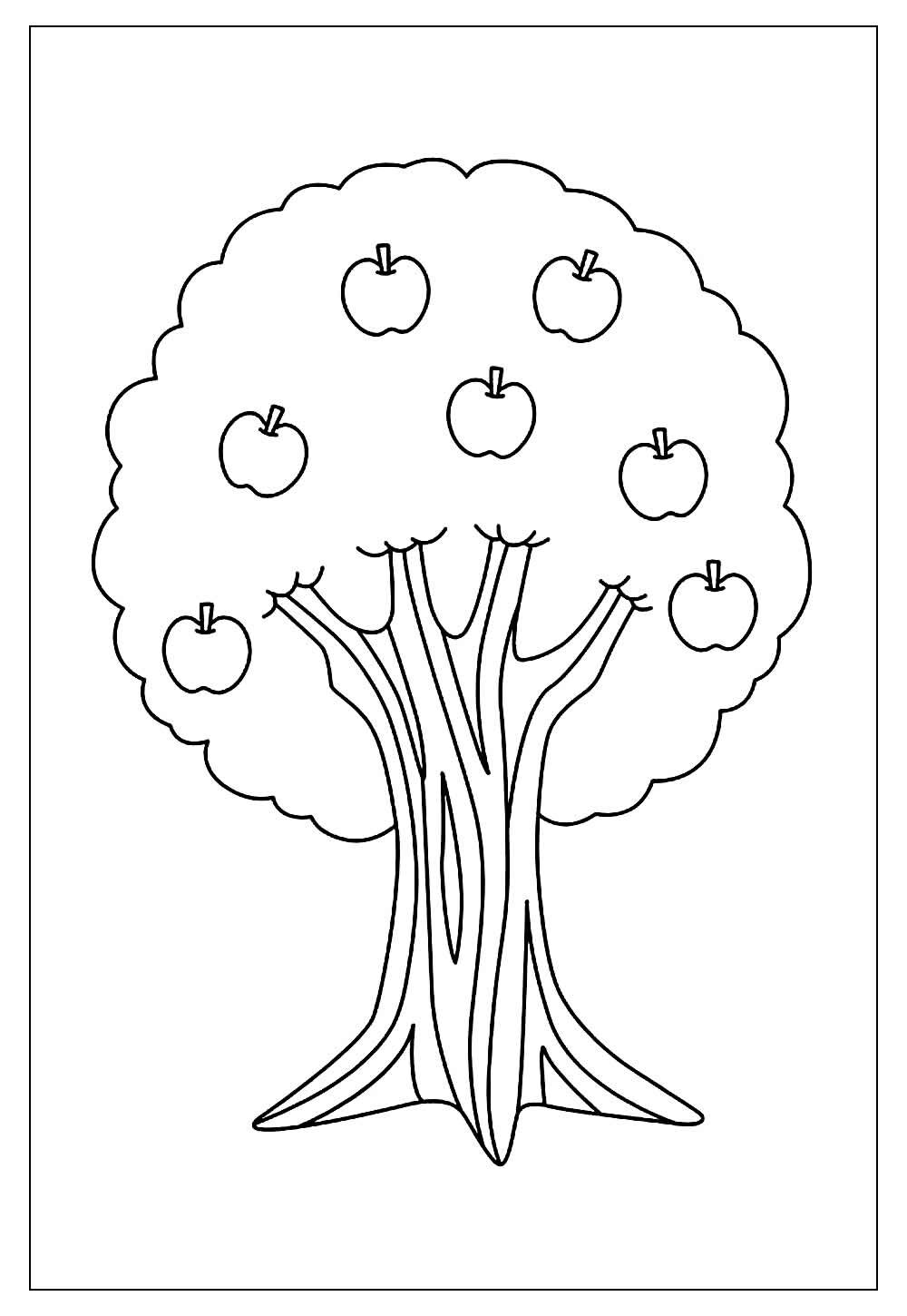 Desenho de Árvore com Maçãs para colorir