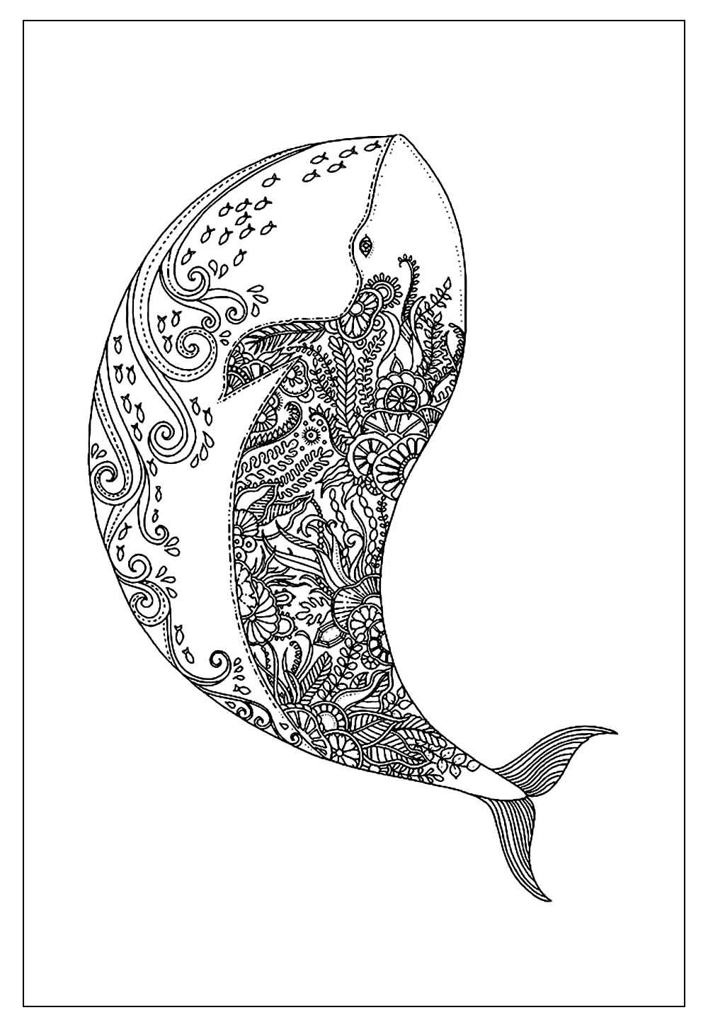 Desenho de Baleia para pintar e colorir - Mosaico