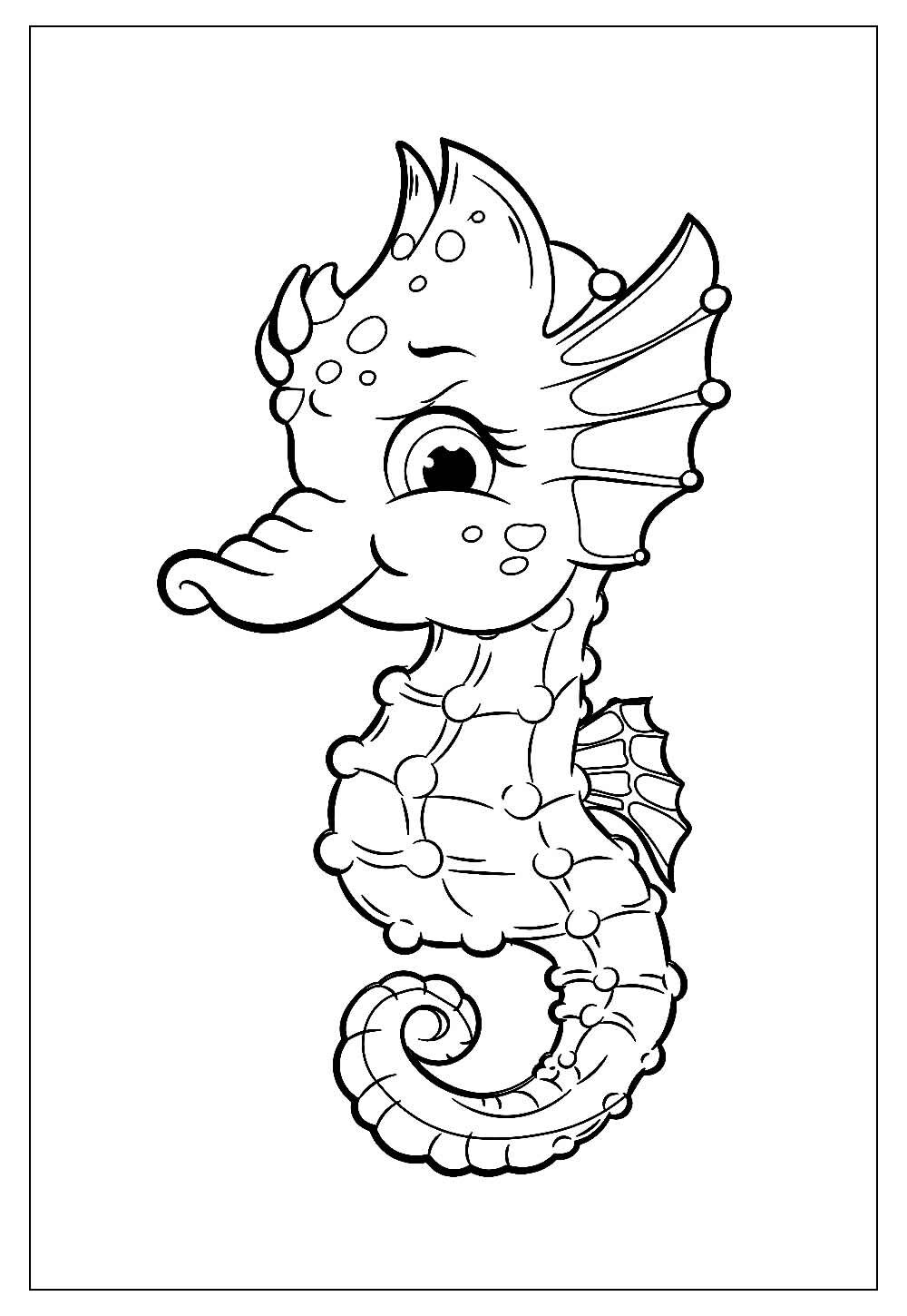 Desenhos para colorir de desenho de um lindo cavalo marinho para