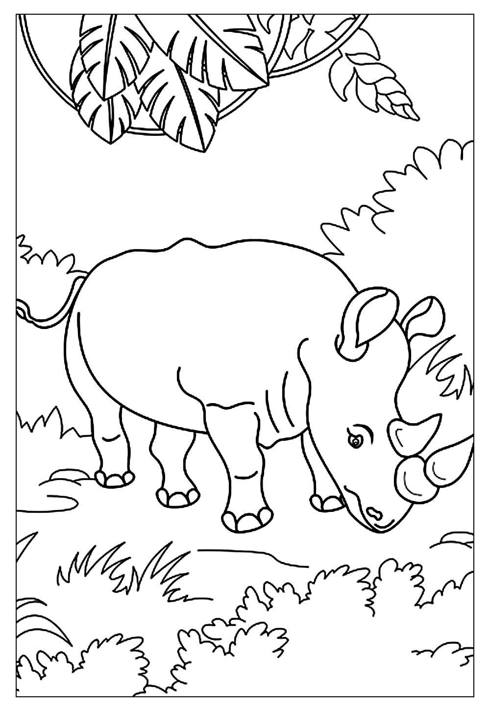 Desenho de Rinoceronte para imprimir e colorir