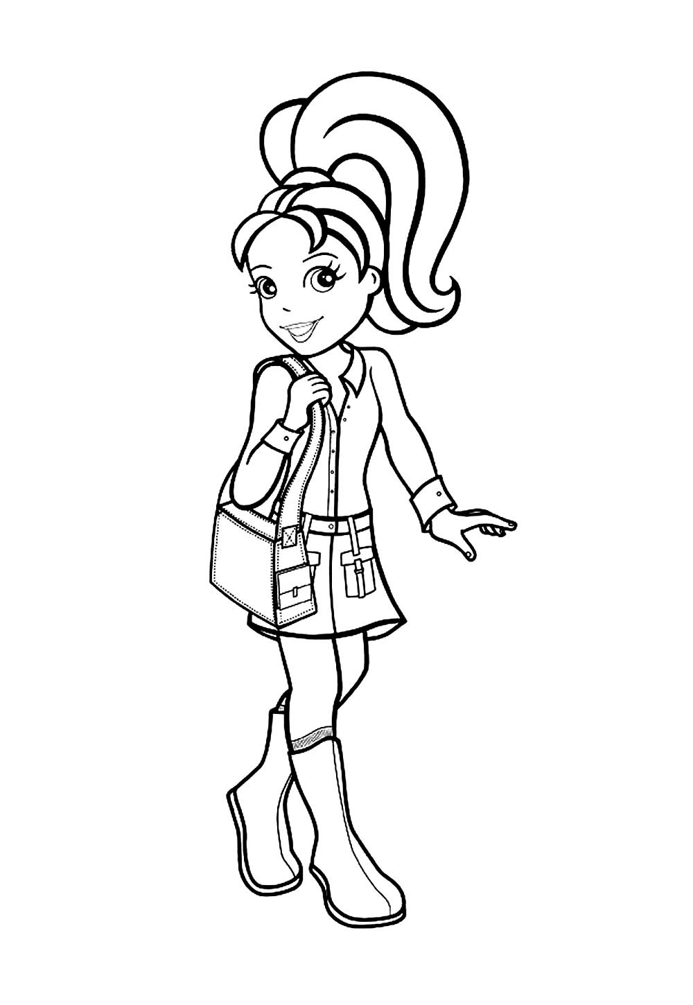 Desenho da Polly Pocket para imprimir e pintar