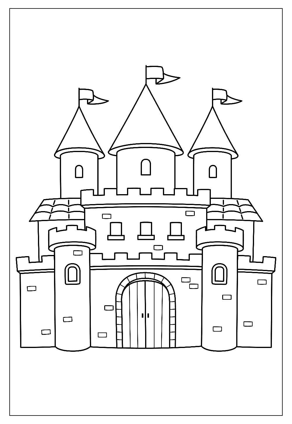 Páginas para colorir do castelo da princesa imprimíveis grátis