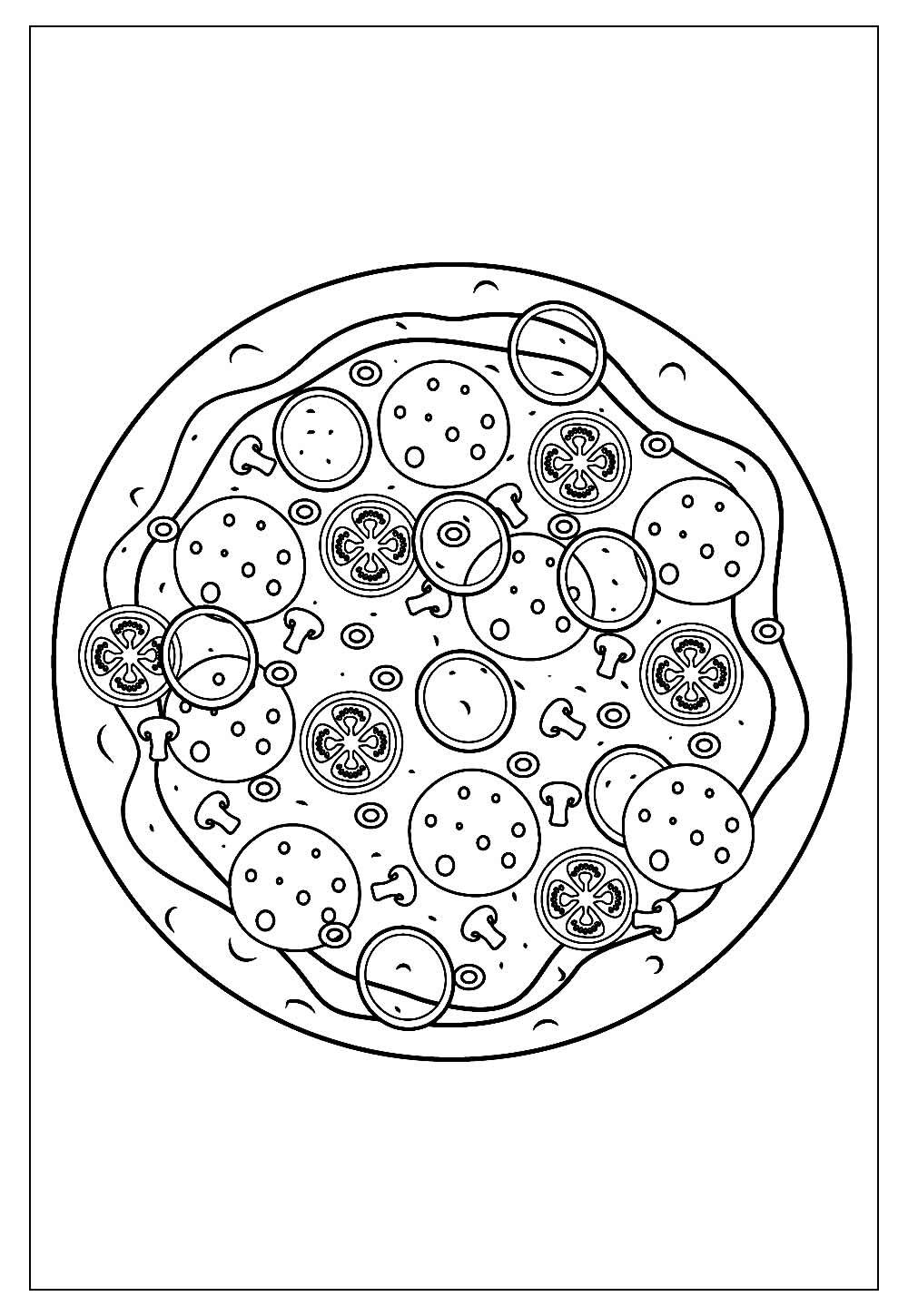 Desenho para Colorir de Pizza