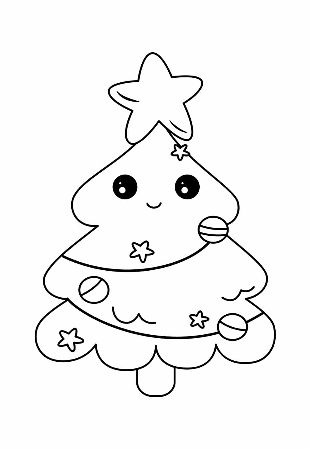 Desenho Árvore de Natal Pintar - Kawaii