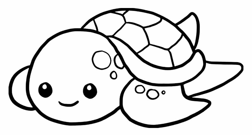 Desenho Kawaii para colorir - Tartaruga