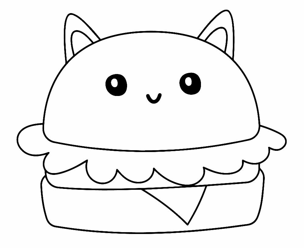 Desenho Kawaii para colorir - Sanduíche