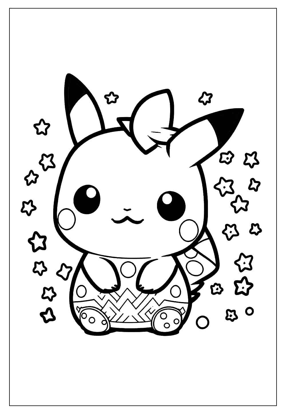 Desenho Kawaii para colorir - Pikachu