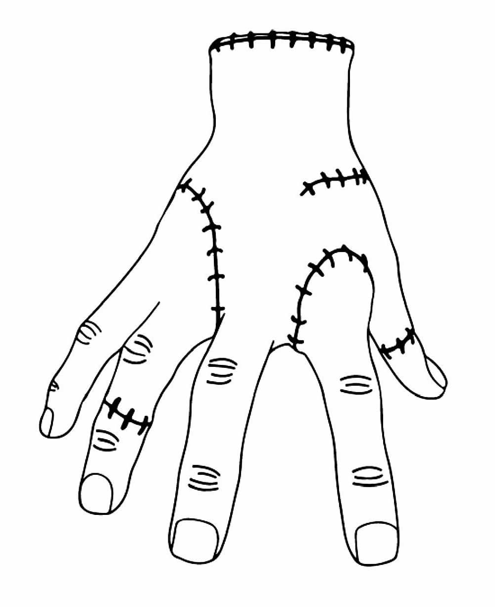 Desenho da Mão de Wandinha para colorir