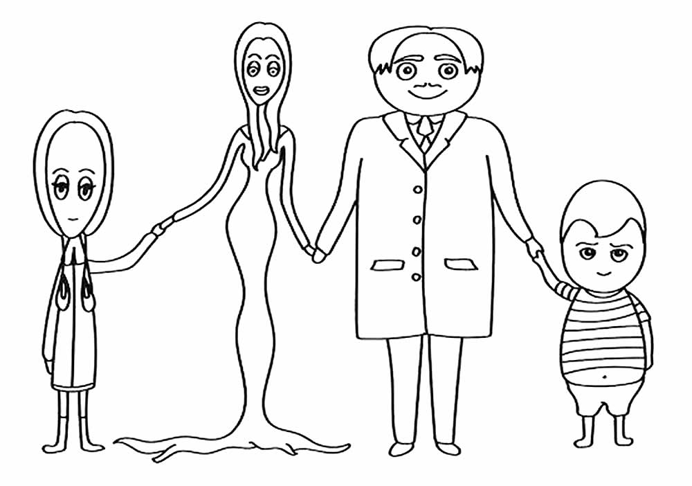 Desenho da Família Addams para colorir