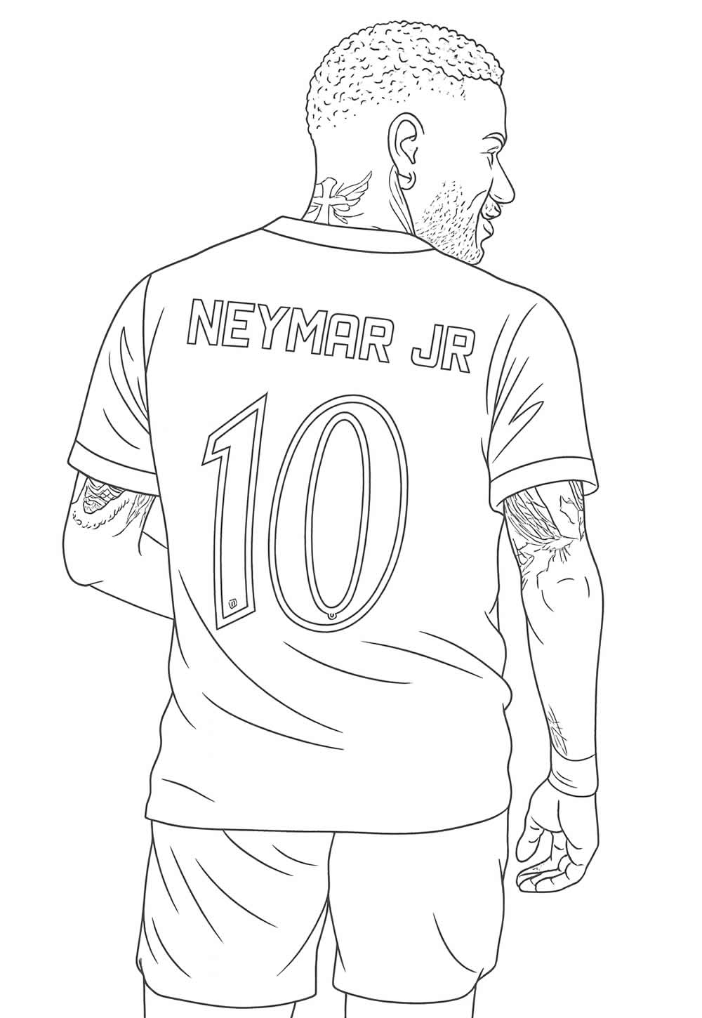 Desenho Neymar de Costas para colorir