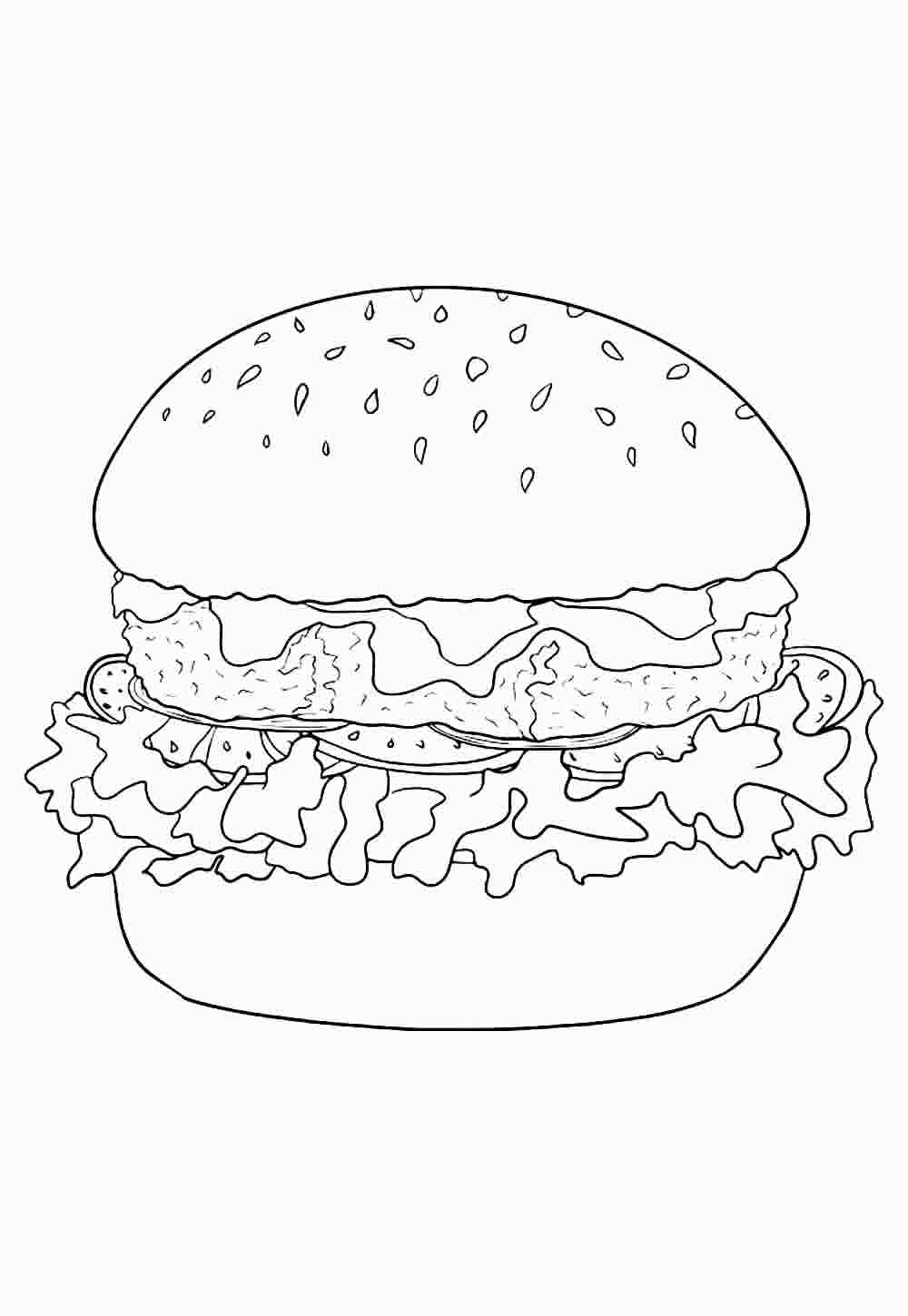Hambúrguer para colorir