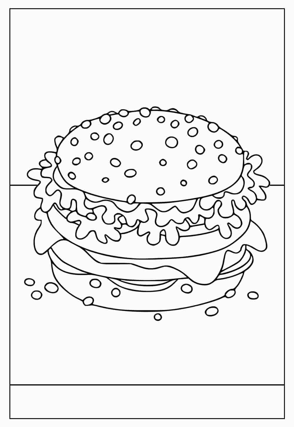 Desenho de Hambúrguer para pintar