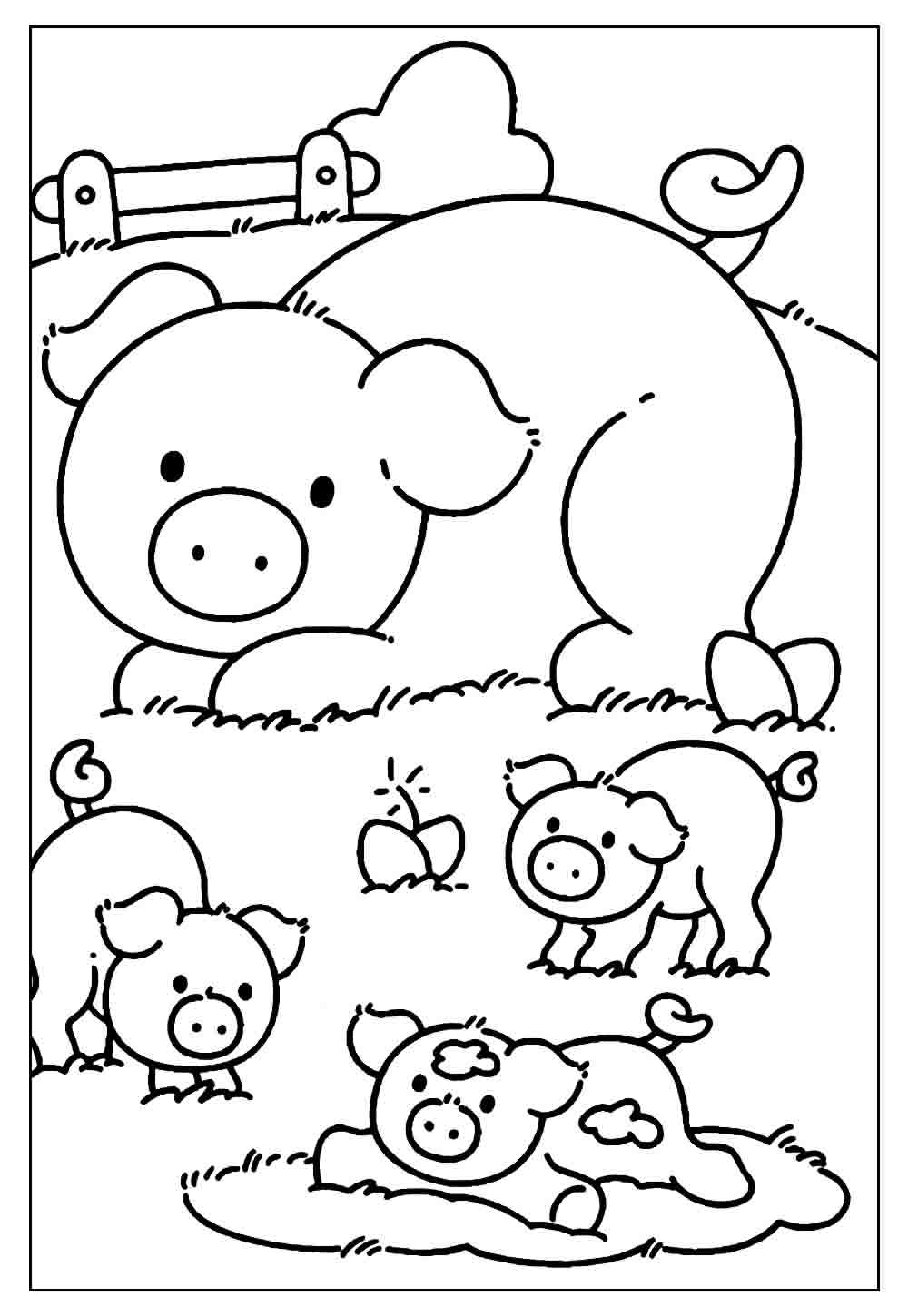 Desenho de Porcos para pintar