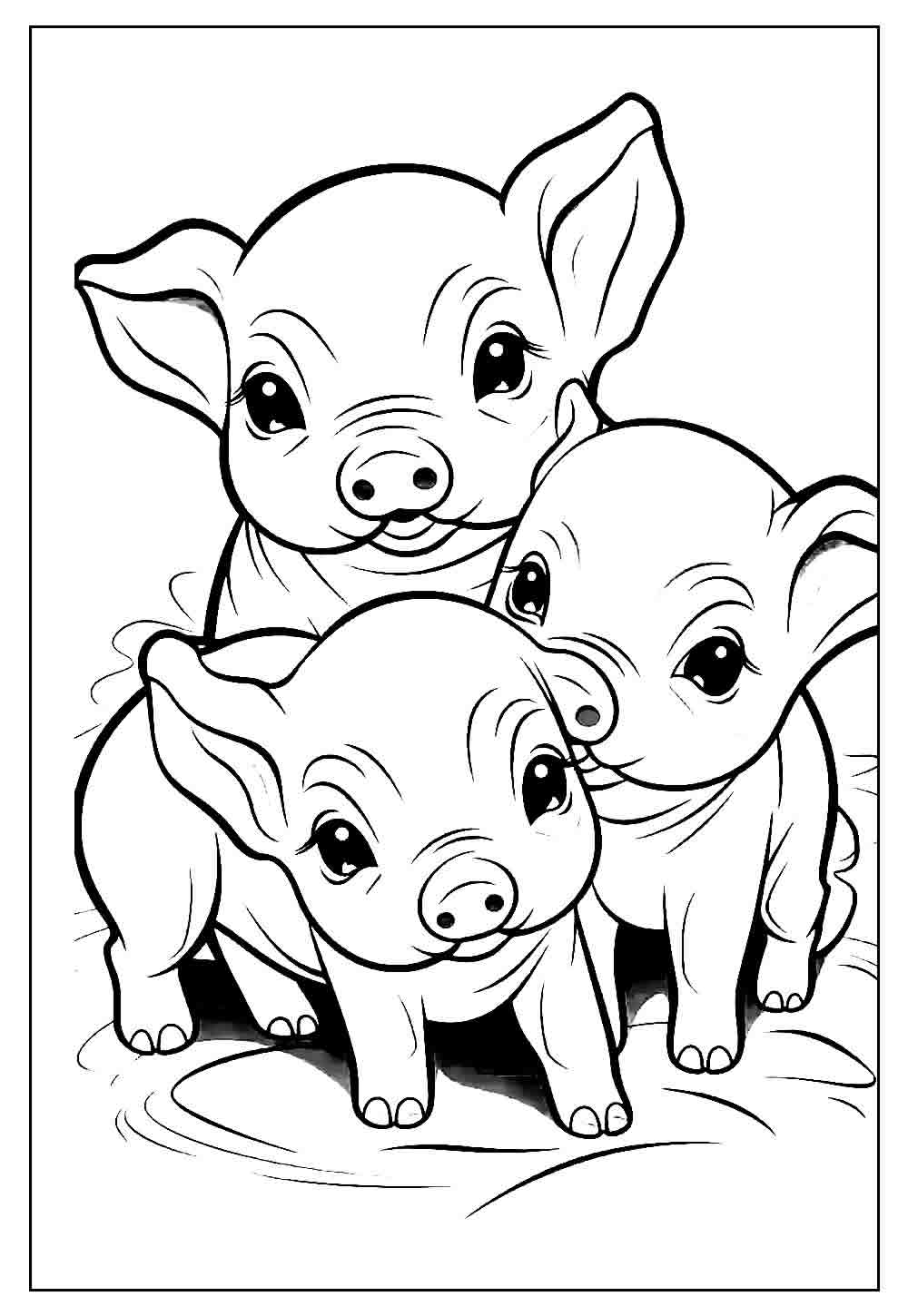 Desenho de Porcos para pintar e colorir