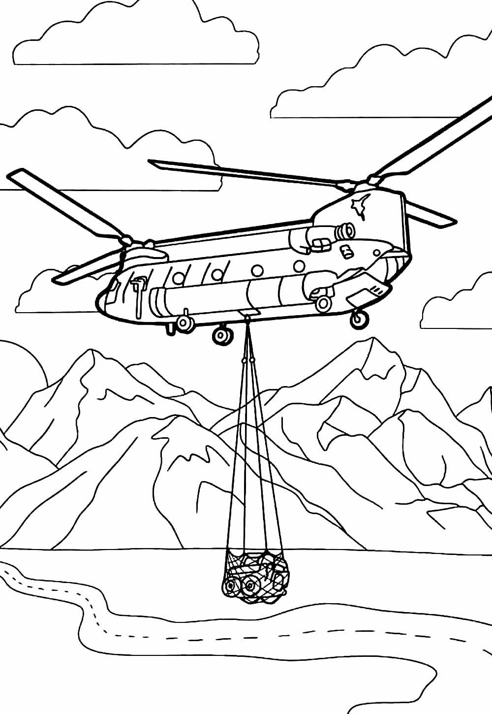 Helicóptero para colorir e pintar
