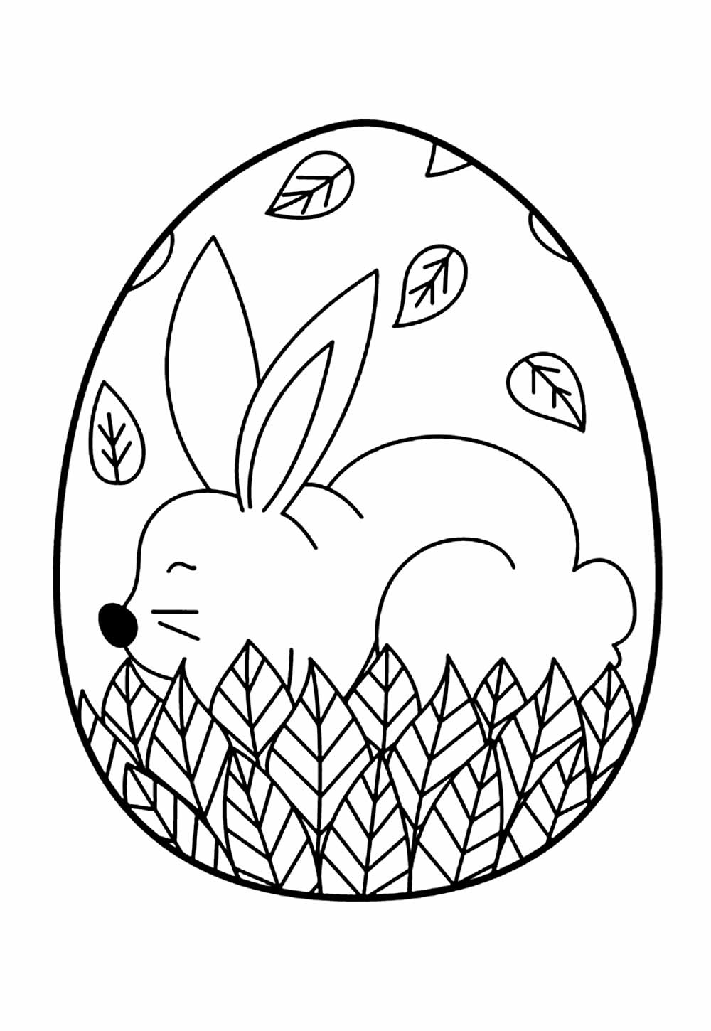 Desenho de Ovo de Páscoa com Coelhinho