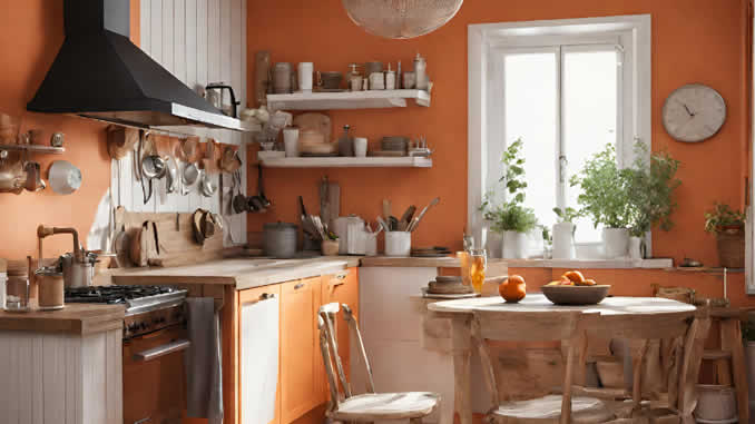 Cozinha com cor laranja