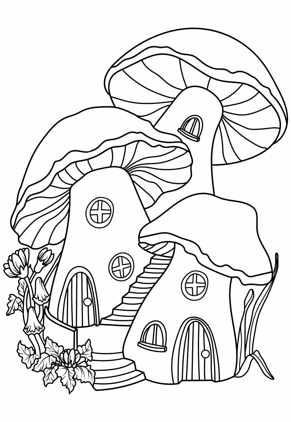 Imagem para pintar e colorir Casinha Cogumelo