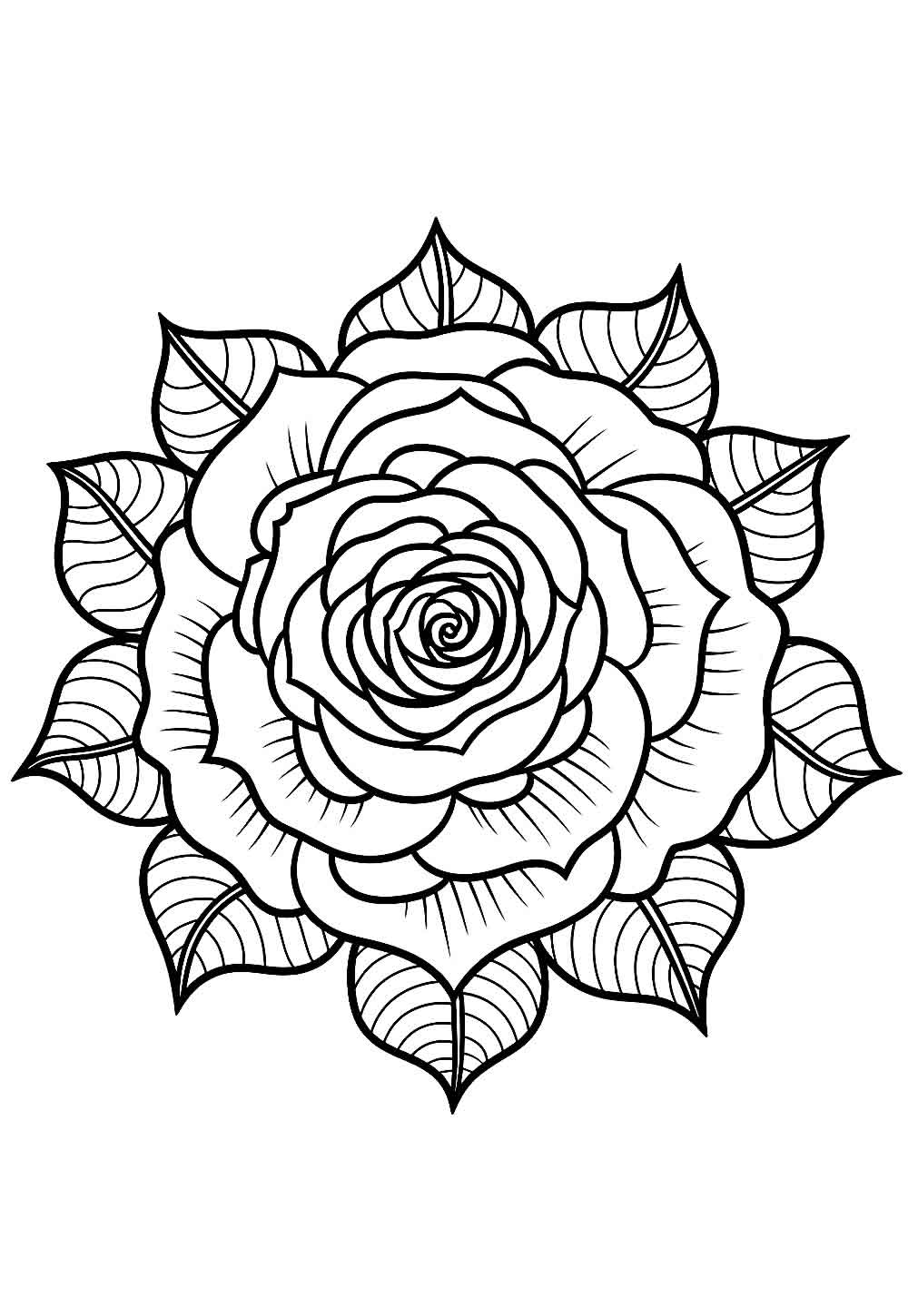 Desenho de Flor com Mandala - Rosa