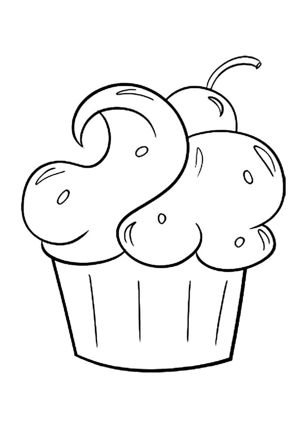 Desenho de Cupcake para imprimir e colorir