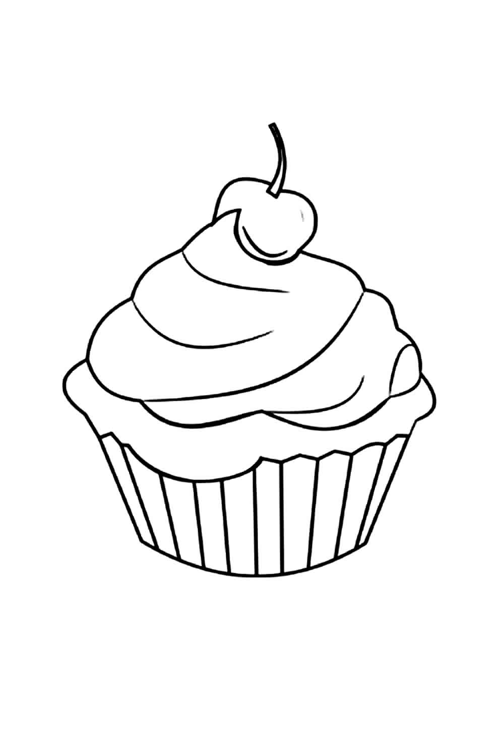 Desenho de Cupcake para colorir e pintar