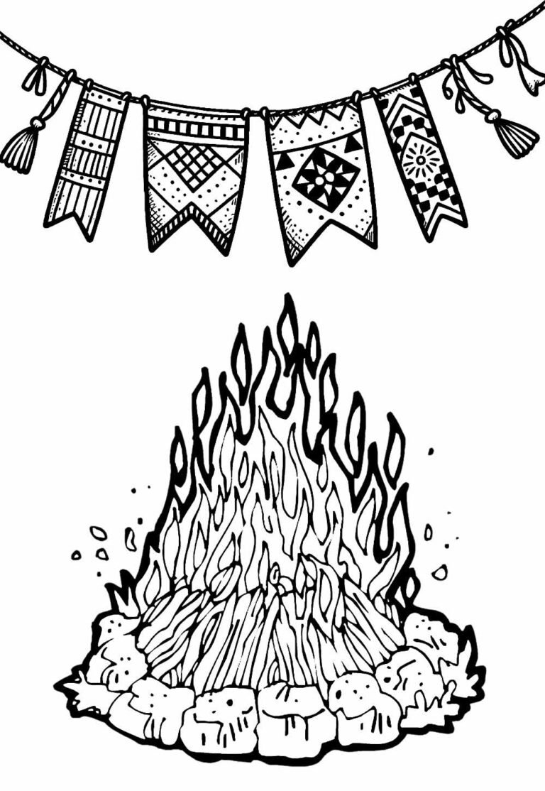 Desenhos de Fogueira de São joão para Colorir - Tudo Para Colorir