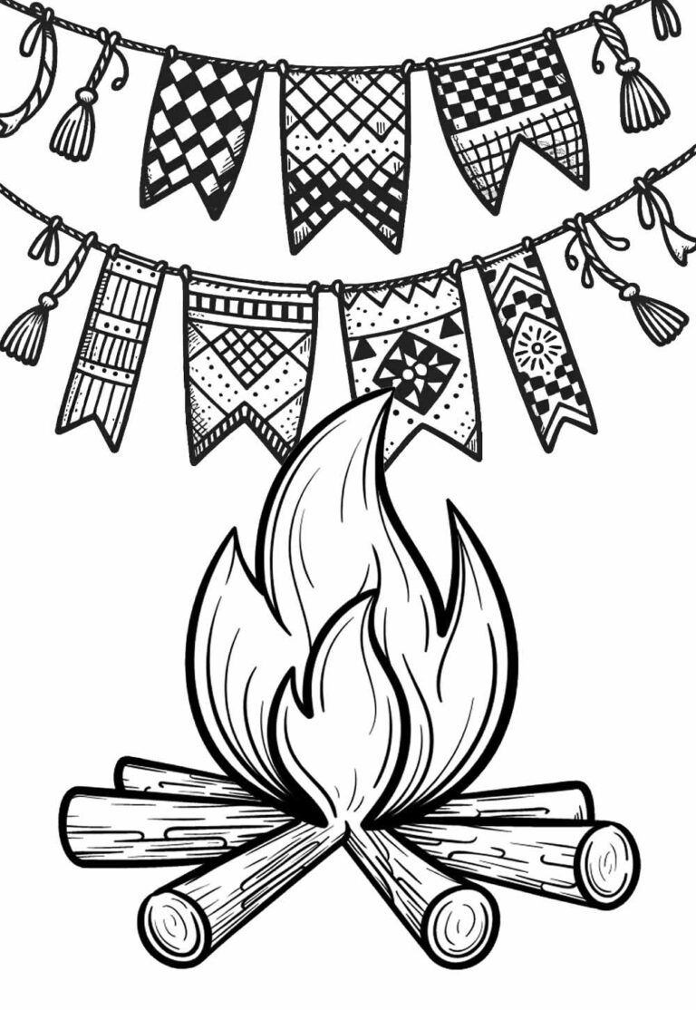 Desenhos de Fogueira de São joão para Colorir - Tudo Para Colorir