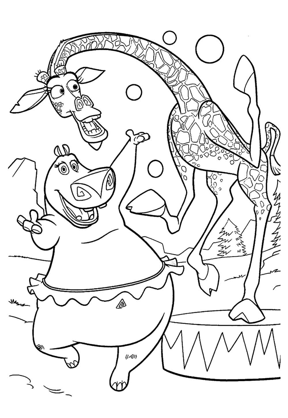 Desenho da Glória e da Melman para colorir