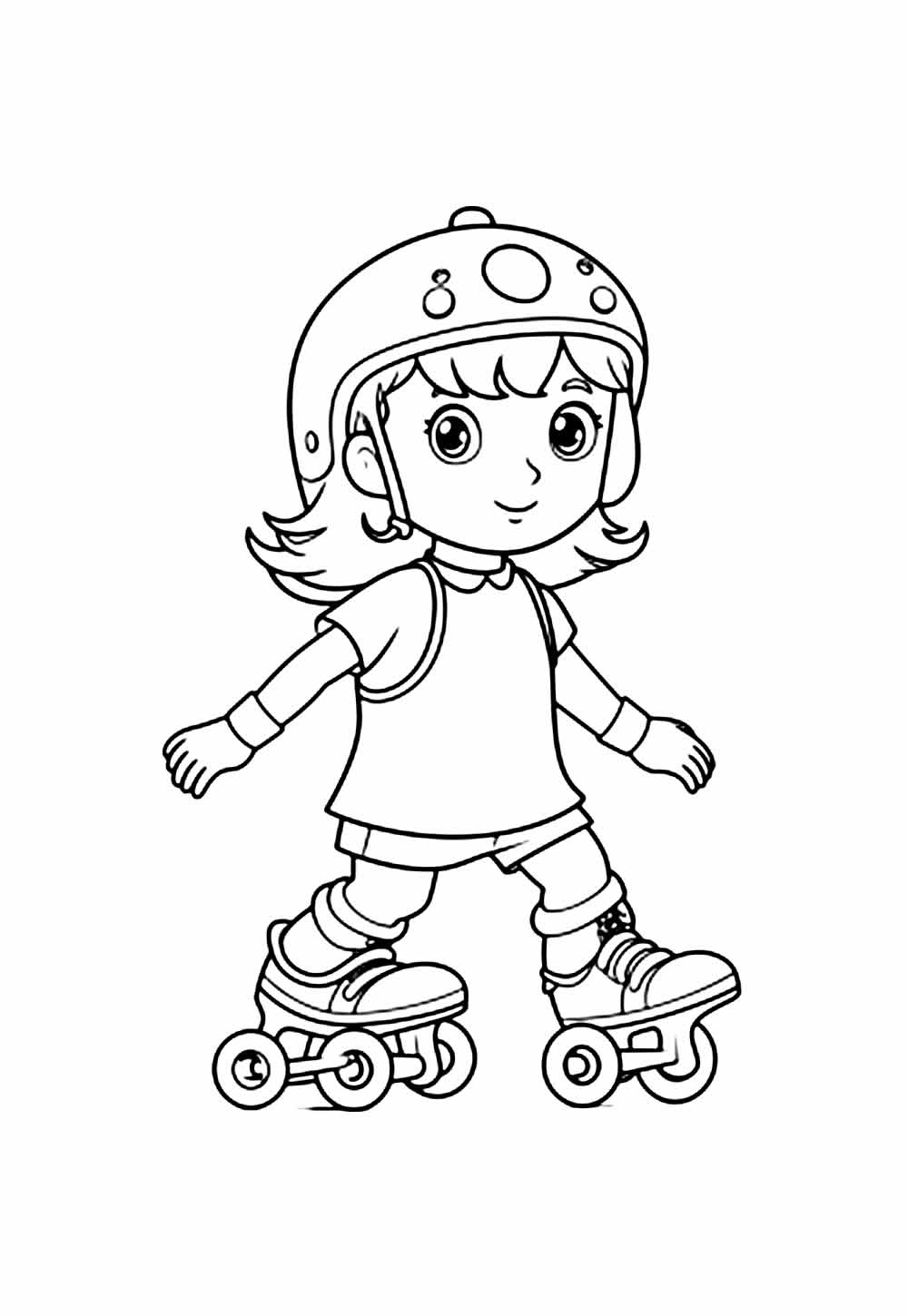 Desenho de Menina com Patins para colorir