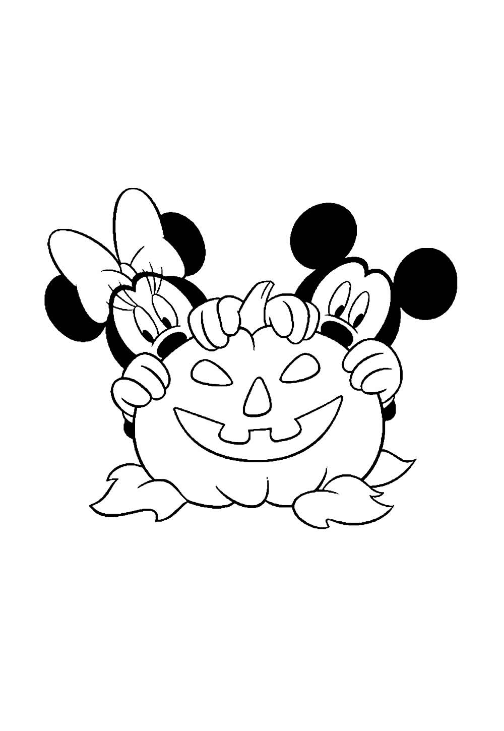 Desenho Abóbora Mickey Minnie Colorir