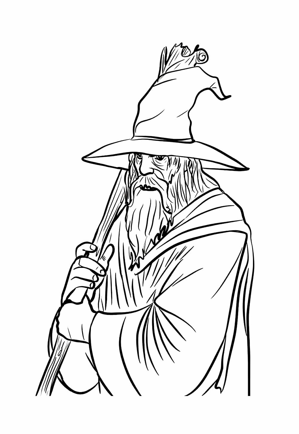 Desenho do Senhor dos Anéis para colorir - Gandalf