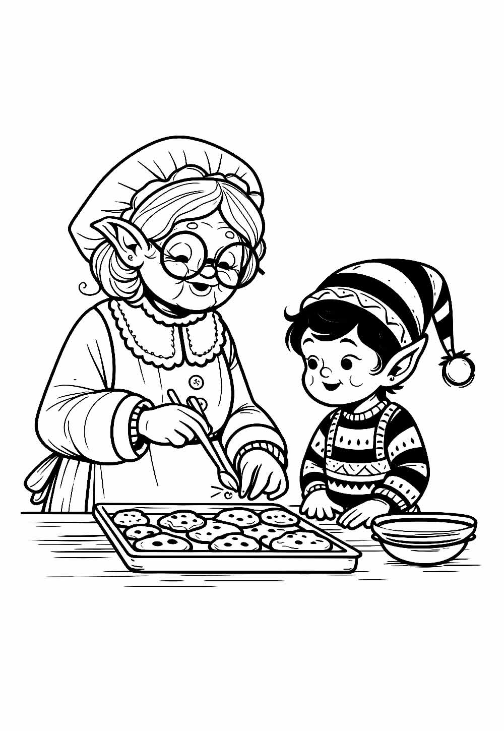 Desenho de Mamãe Noel para colorir e pintar